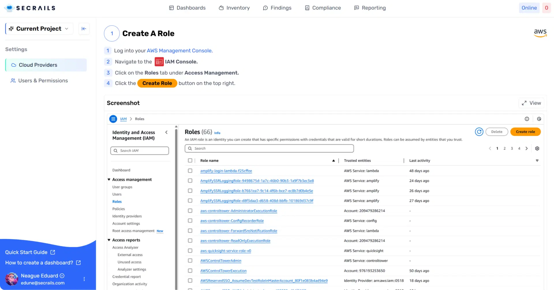 Secrails Security Dashboard